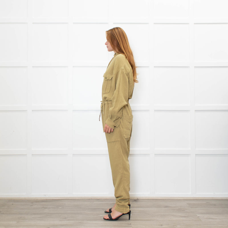 Isabel Marant Etoile Olive Green Cheesecloth Jumpsuit