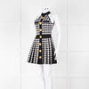 Balmain Black & White Pleated Houndstooth Knit Mini Dress