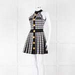 Balmain Black & White Pleated Houndstooth Knit Mini Dress