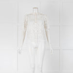 Temperley White Crochet Short Sleeve Blouse