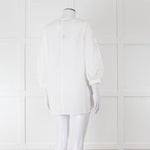 Max Mara Studio White Cotton Embroidered Sleeve Top