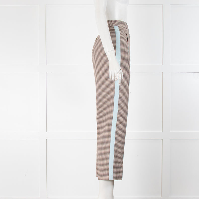 Me + Em Brown Check Trousers With Pale Blue Side Stripe