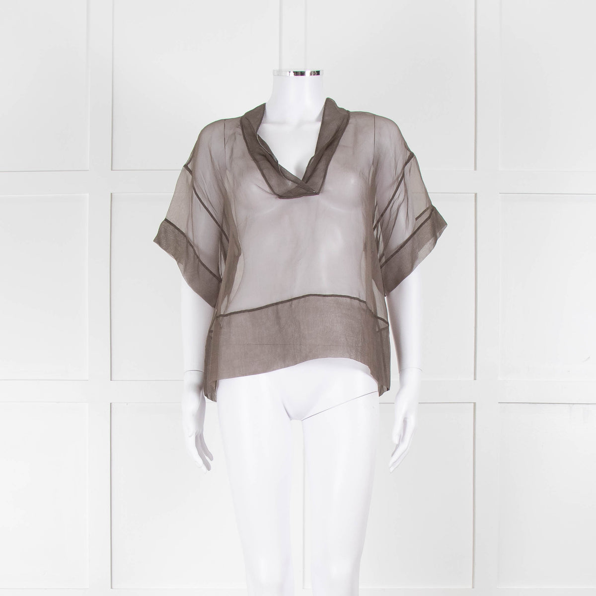 Fabiana Filippi Brown Sheer Top with Sparkle Trim