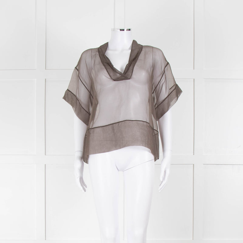 Fabiana Filippi Brown Sheer Top with Sparkle Trim