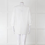 Max Mara Studio White Cotton Embroidered Sleeve Top