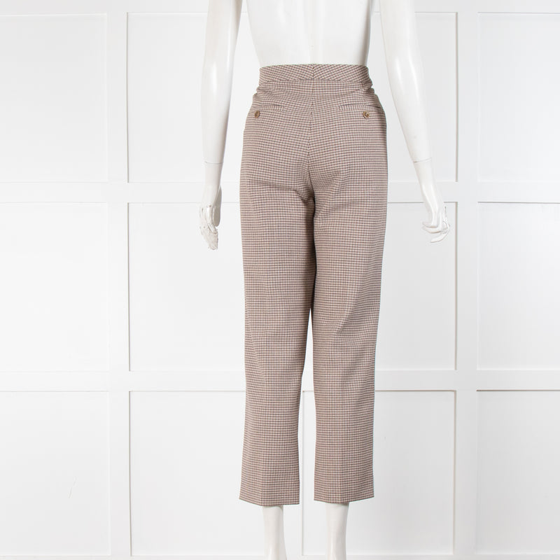 Me + Em Brown Check Trousers With Pale Blue Side Stripe