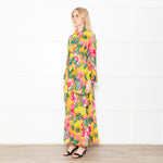Kalmar Pink, Green and Yellow Floral Maxi Tiered Dress