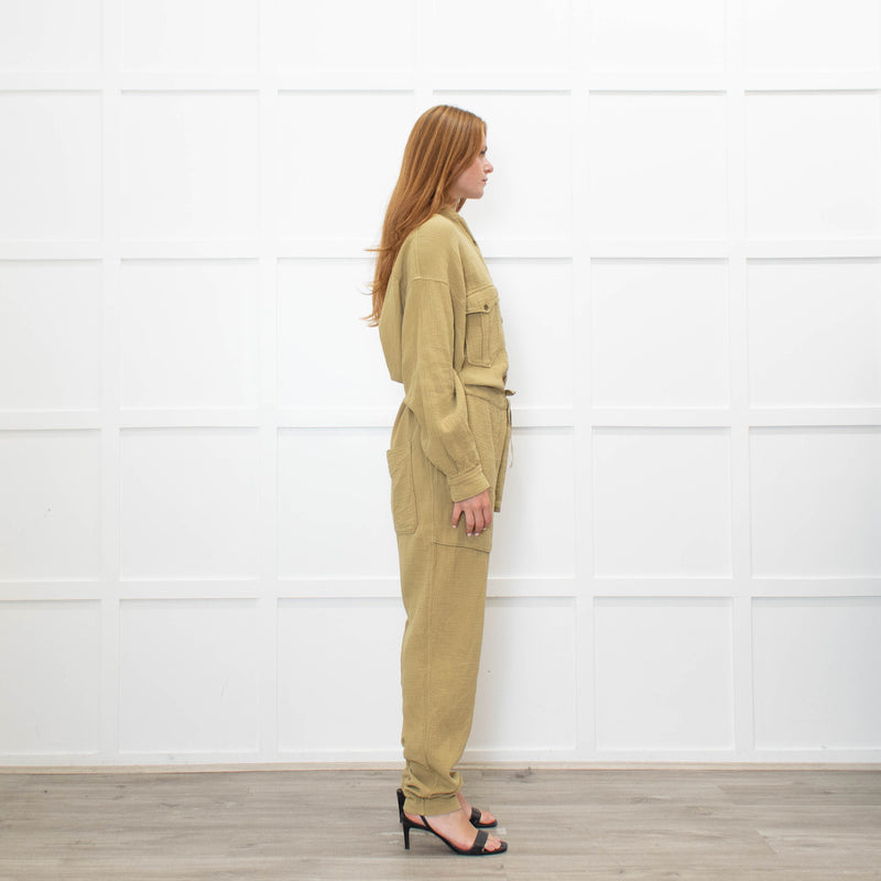 Isabel Marant Etoile Olive Green Cheesecloth Jumpsuit