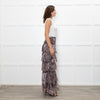 Ridley Brown Animal Print Silk Frill Maxi Skirt