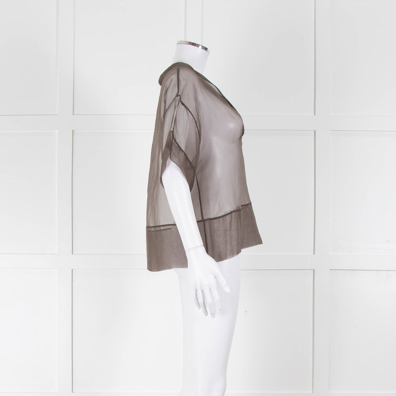 Fabiana Filippi Brown Sheer Top with Sparkle Trim