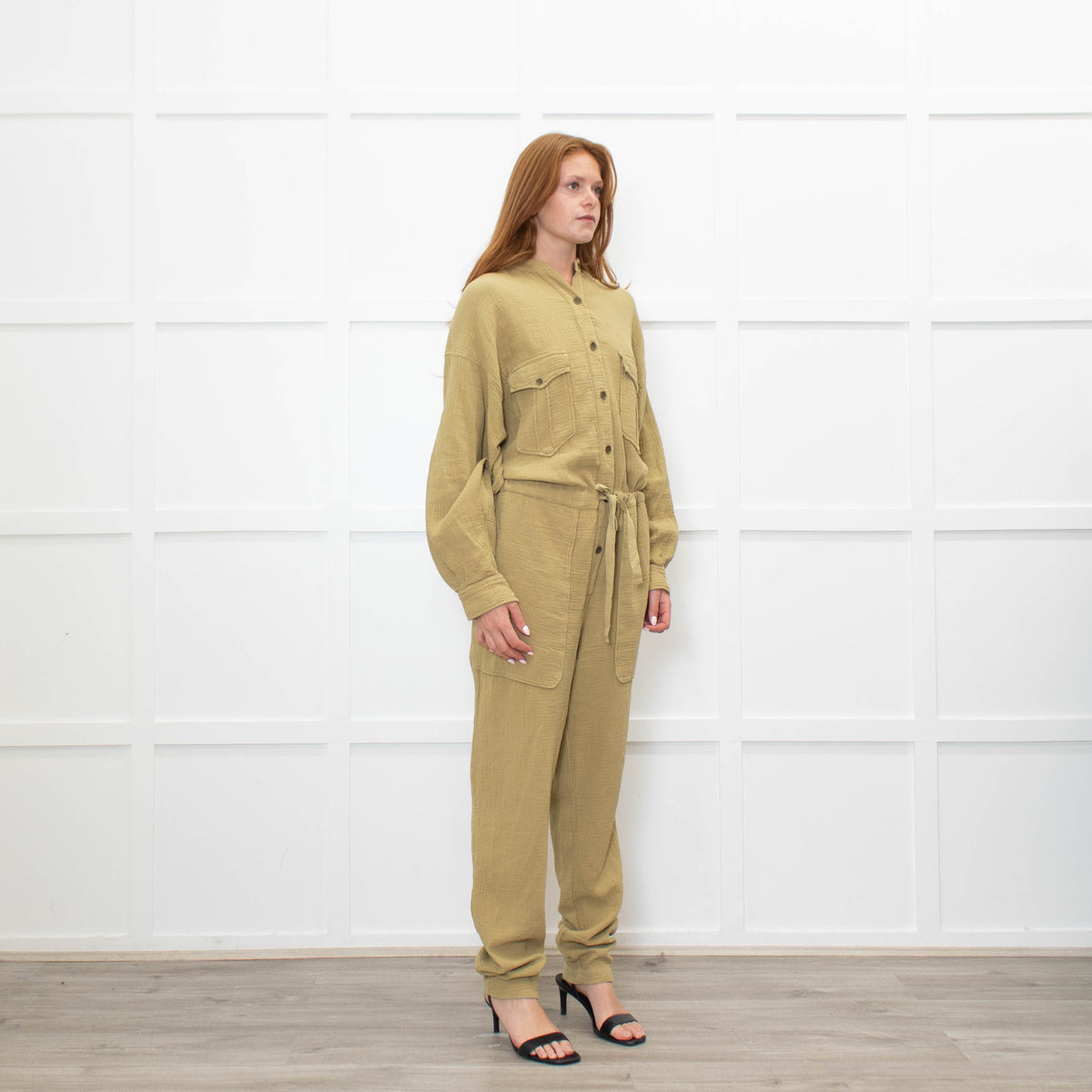 Isabel Marant Etoile Olive Green Cheesecloth Jumpsuit