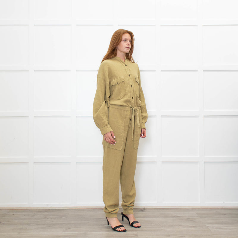 Isabel Marant Etoile Olive Green Cheesecloth Jumpsuit