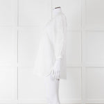 Max Mara Studio White Cotton Embroidered Sleeve Top