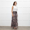 Ridley Brown Animal Print Silk Frill Maxi Skirt