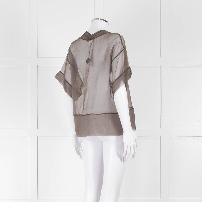 Fabiana Filippi Brown Sheer Top with Sparkle Trim