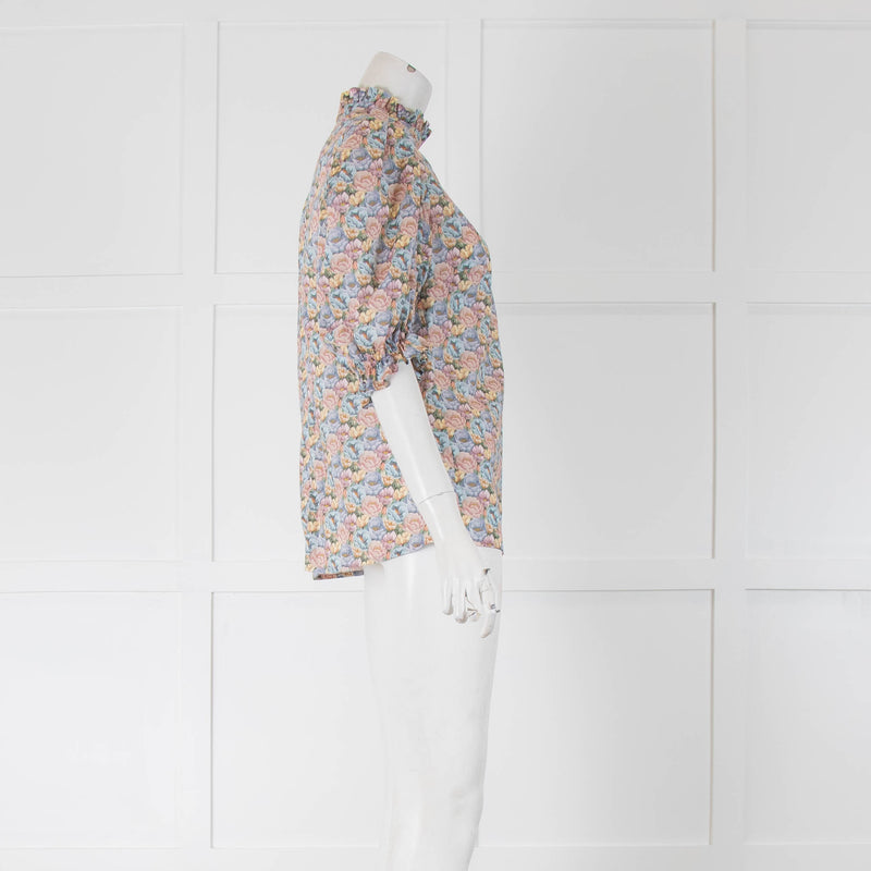 Ridley Cotton Multicolour Floral Blouse with Short Sleeves