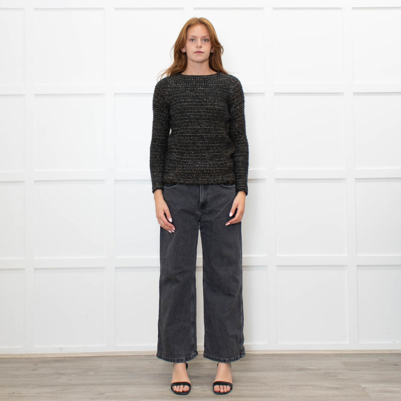 Maje Brown and Grey With Metallic Thread Jumper