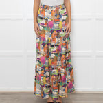 Ridley Multicolour Tree Print Silk Tiered Maxi Skirt