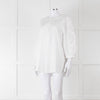 Max Mara Studio White Cotton Embroidered Sleeve Top