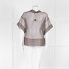 Fabiana Filippi Brown Sheer Top with Sparkle Trim