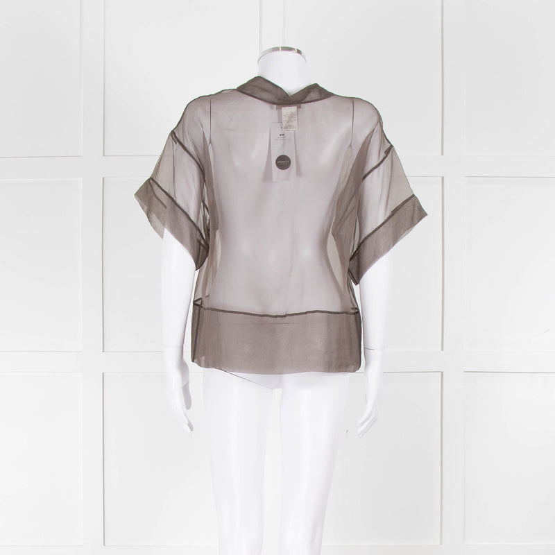 Fabiana Filippi Brown Sheer Top with Sparkle Trim