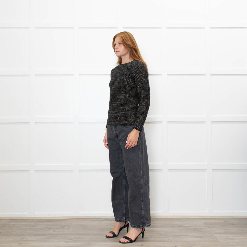 Maje Brown and Grey With Metallic Thread Jumper