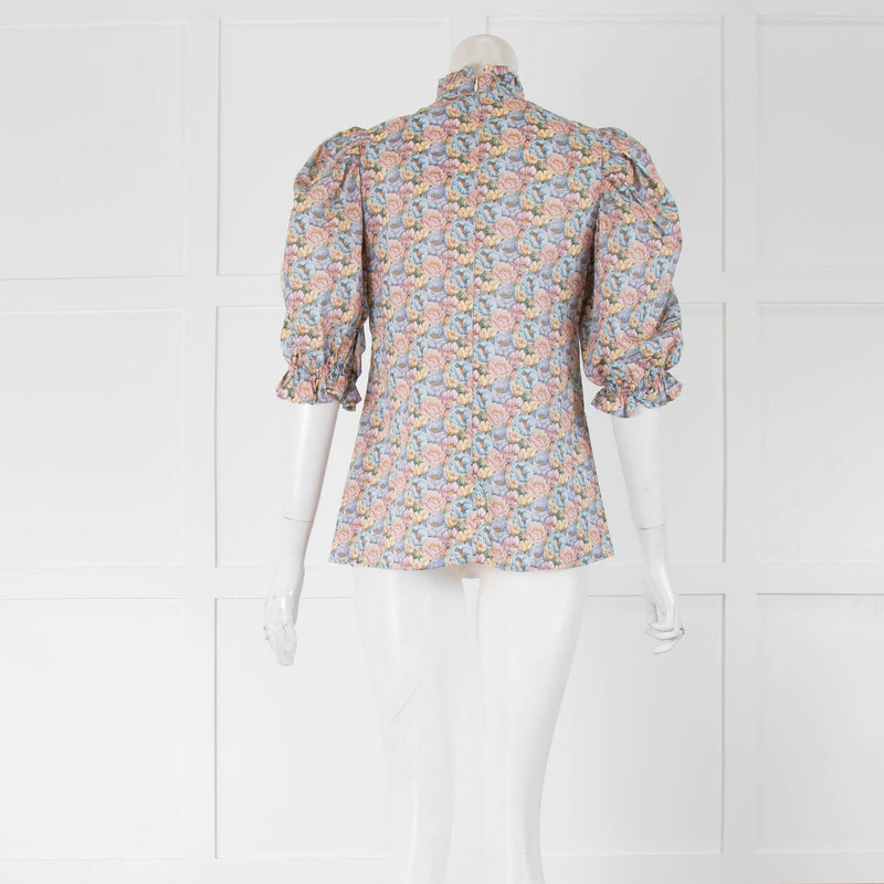 Ridley Cotton Multicolour Floral Blouse with Short Sleeves