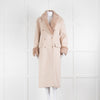 Reformation Cream Neutral Double Breasted Faux Fur Coat
