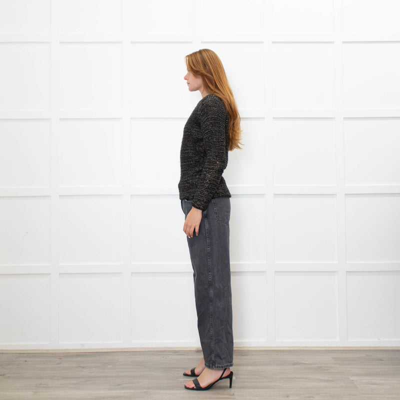 Maje Brown and Grey With Metallic Thread Jumper