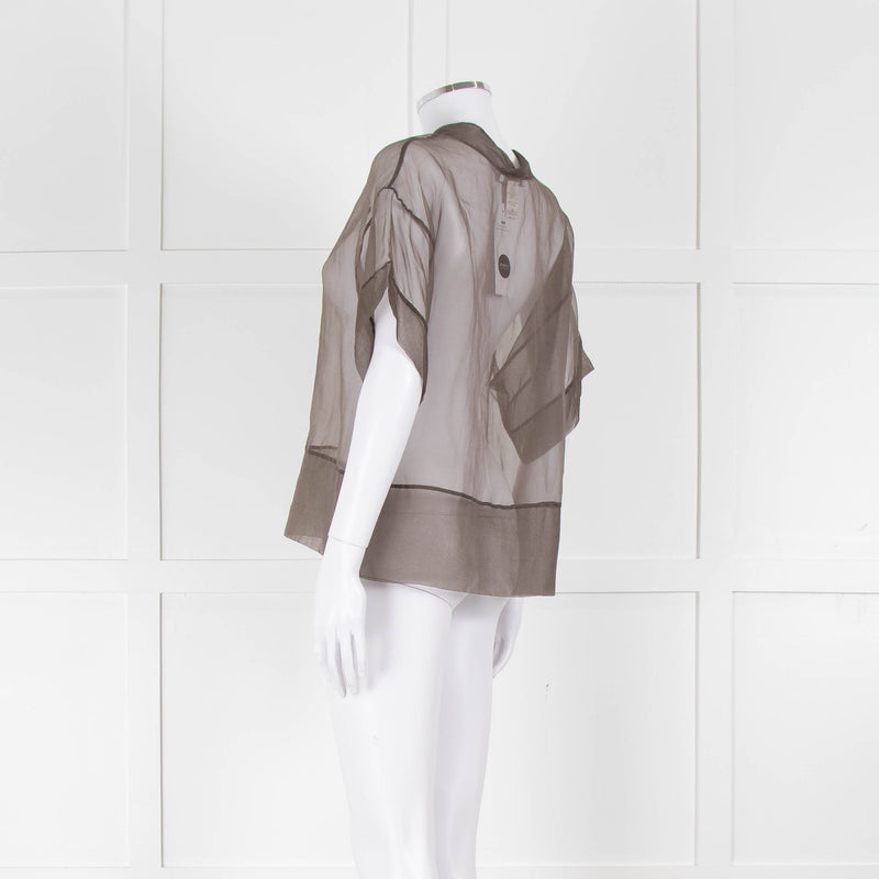 Fabiana Filippi Brown Sheer Top with Sparkle Trim