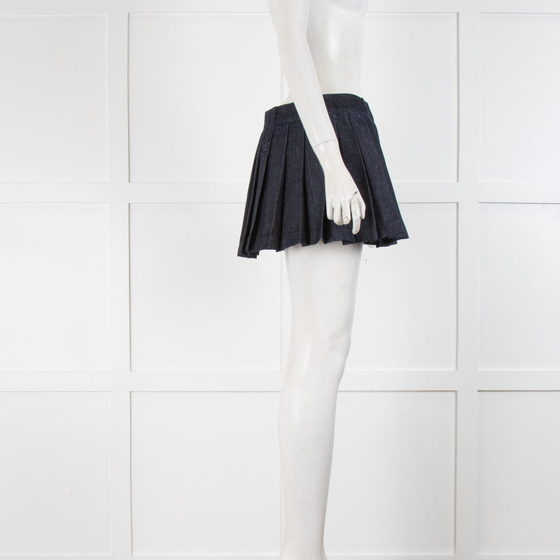 The Frankie Shop Blake Pleated  Denim Mini Skirt