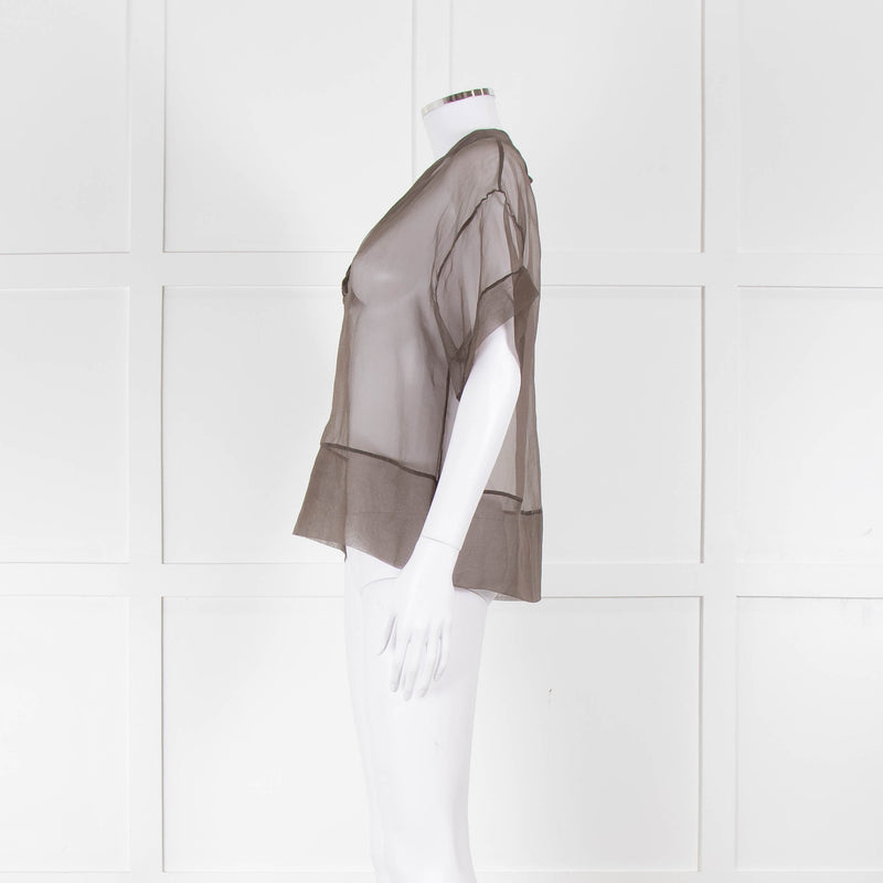 Fabiana Filippi Brown Sheer Top with Sparkle Trim