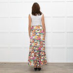 Ridley Multicolour Tree Print Silk Tiered Maxi Skirt
