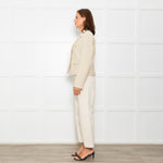 Weekend Max Mara Cream Tweed Cropped Jacket Anchor Buttons