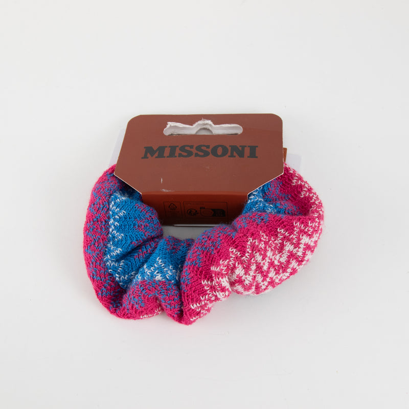 Missoni Pink Blue Zig Zag Knit Scrunchie