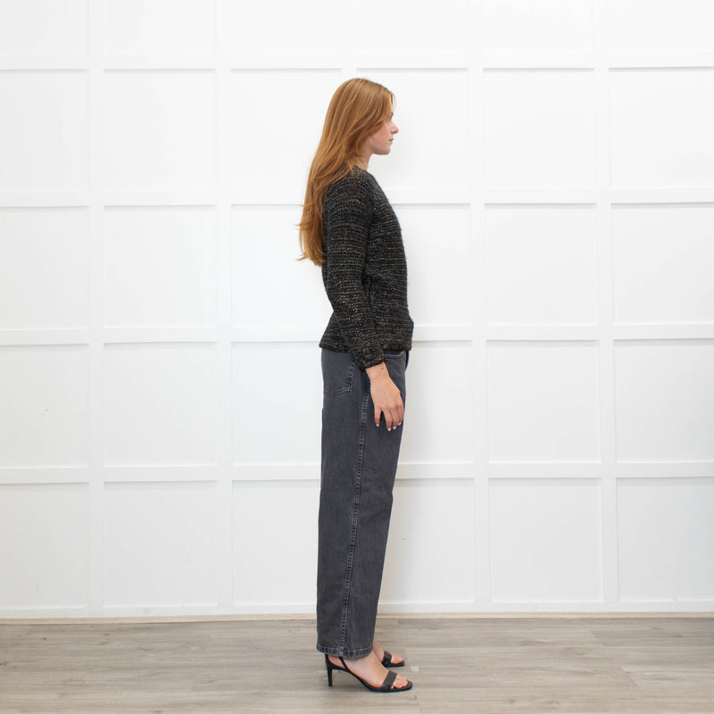 Maje Brown and Grey With Metallic Thread Jumper