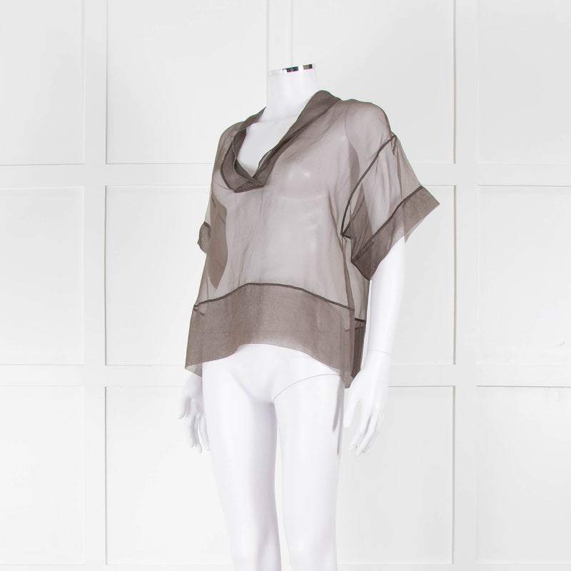 Fabiana Filippi Brown Sheer Top with Sparkle Trim