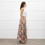 Ridley Multicolour Tree Print Silk Tiered Maxi Skirt