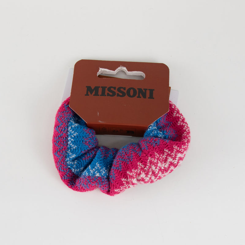 Missoni Pink Blue Zig Zag Knit Scrunchie