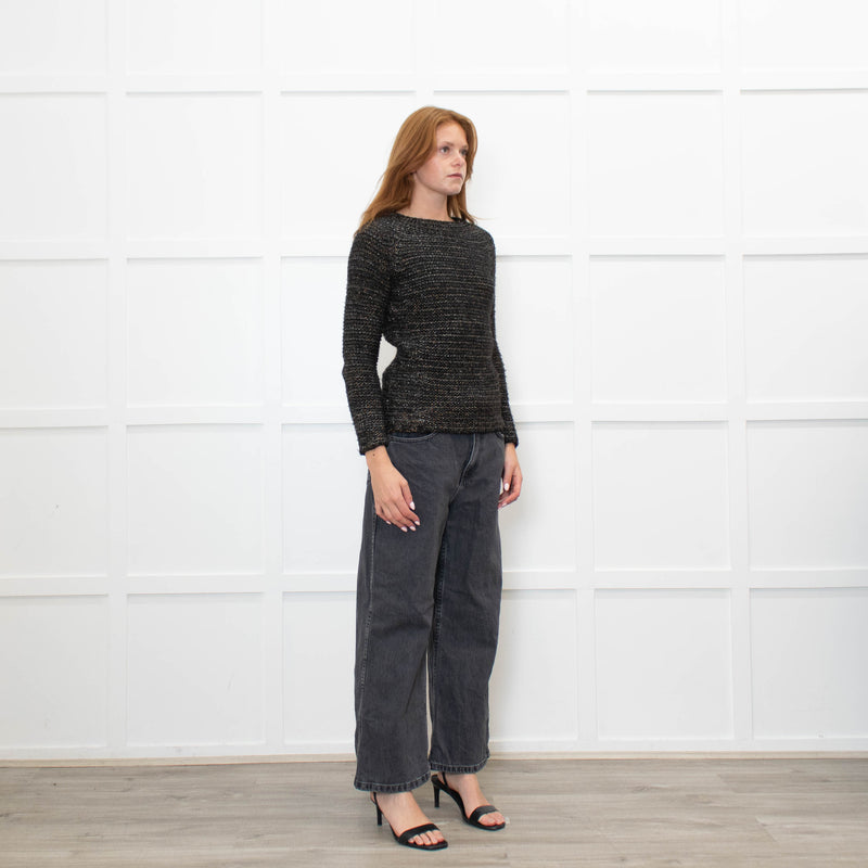 Maje Brown and Grey With Metallic Thread Jumper