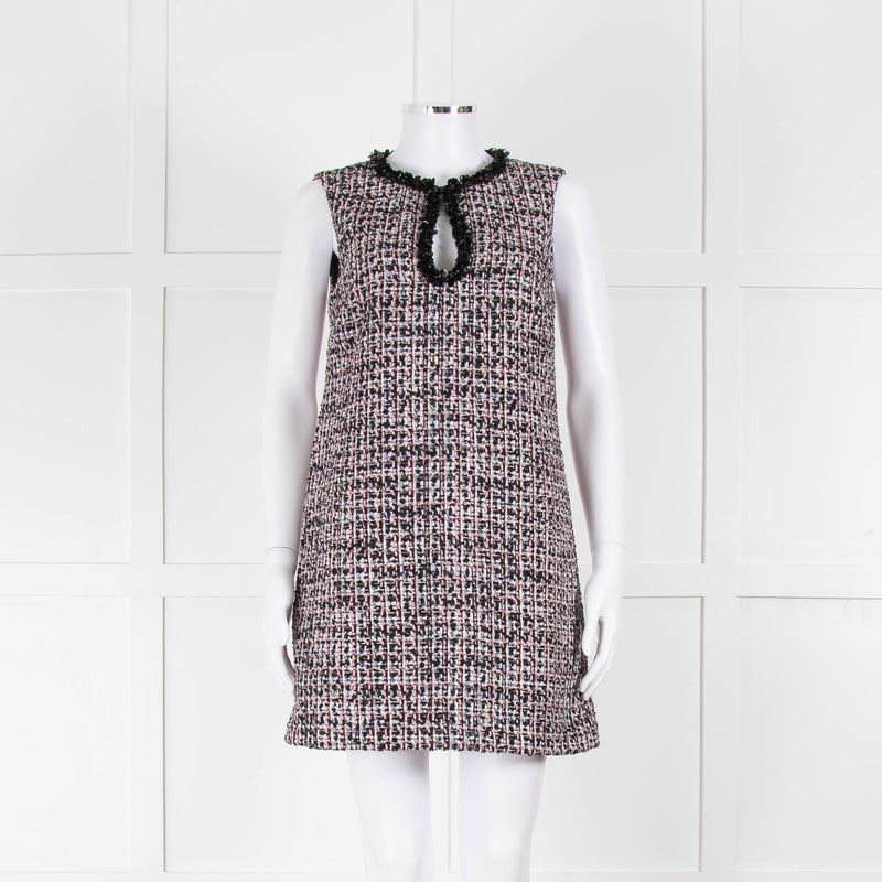 Self-Portrait Pink and Black  Shift Dress with Jewelled Neckline