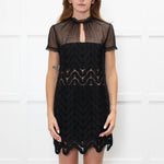 Self Portrait Black Lace Dress With Sheer Short Sleeve Top