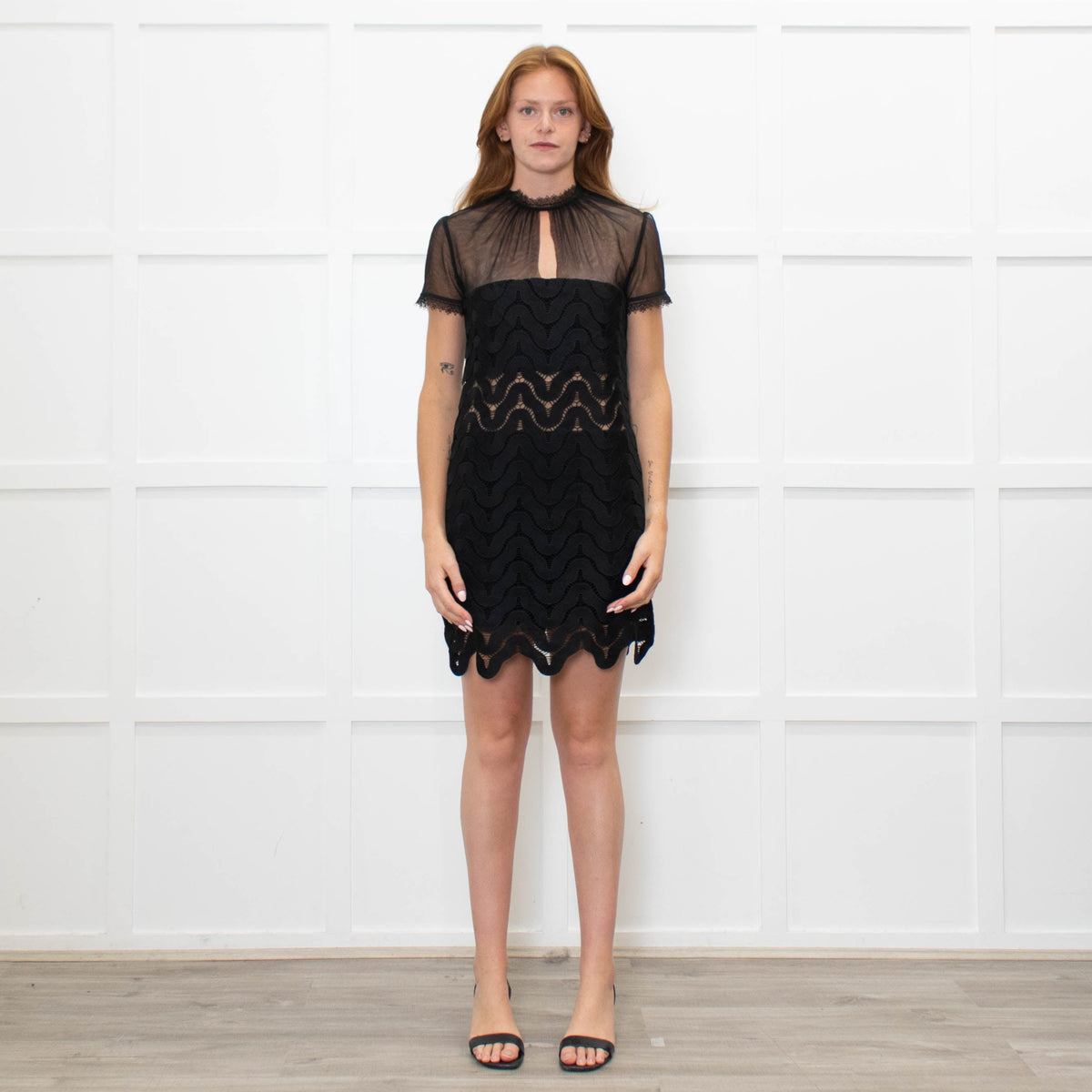 Self Portrait Black Lace Dress With Sheer Short Sleeve Top Phoenix Style Self Portrait Black Lace Dress With Sheer Short Sleeve Top Phoenix Style