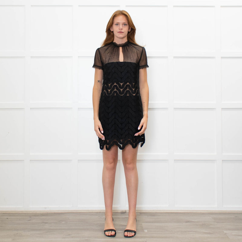 Self Portrait Black Lace Dress With Sheer Short Sleeve Top