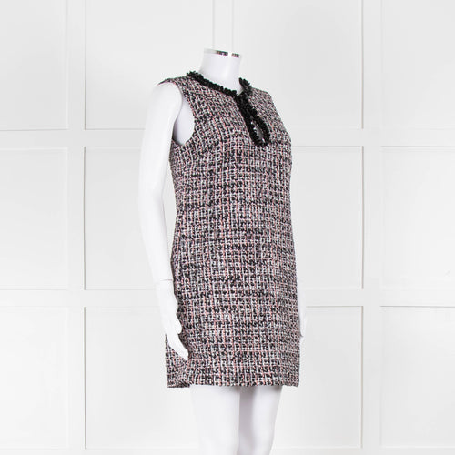Self-Portrait Pink and Black  Shift Dress with Jewelled Neckline