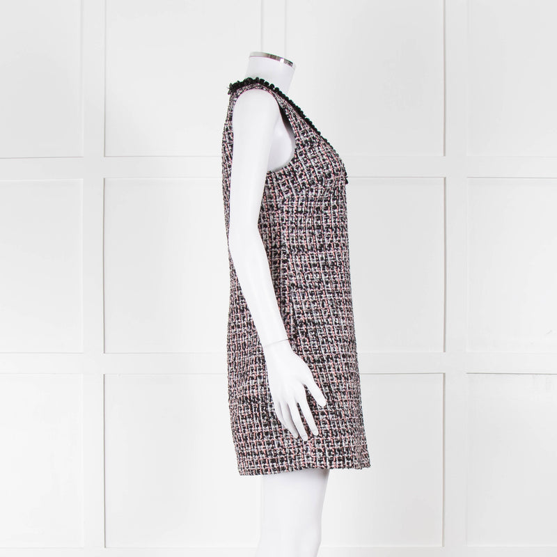 Self-Portrait Pink and Black  Shift Dress with Jewelled Neckline