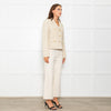Weekend Max Mara Cream Tweed Cropped Jacket Anchor Buttons