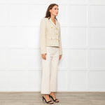 Weekend Max Mara Cream Tweed Cropped Jacket Anchor Buttons