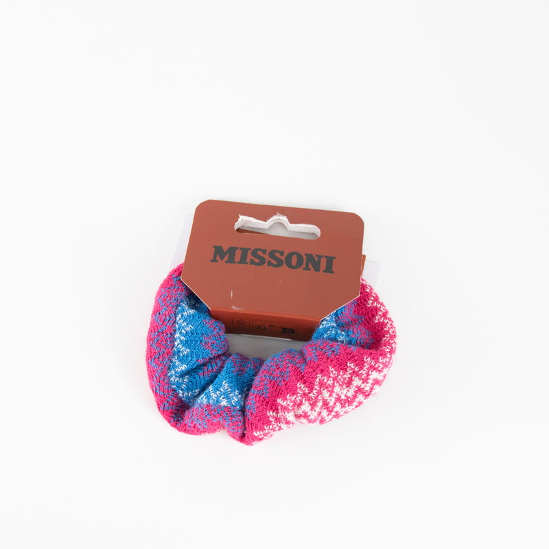 Missoni Pink Blue Zig Zag Knit Scrunchie