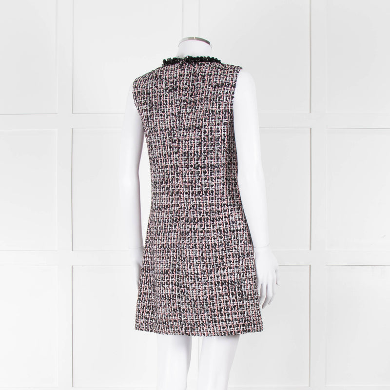 Self-Portrait Pink and Black  Shift Dress with Jewelled Neckline